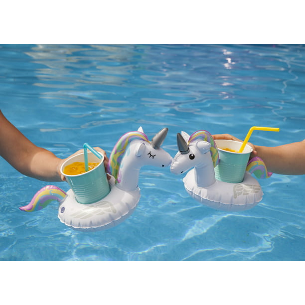Pool Holder Cooler Drink Inflatable Ice Float Beverage Party Unicorn Cup Water for sale online